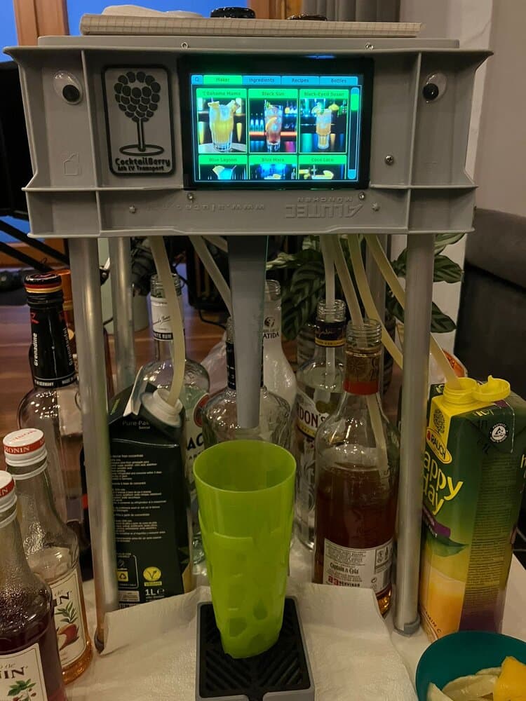 DIY cocktail machine "CB2Go" built with CocktailBerry software on a Raspberry Pi